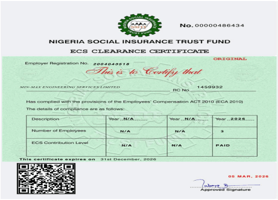 NSITF ECS Clearance Certificate