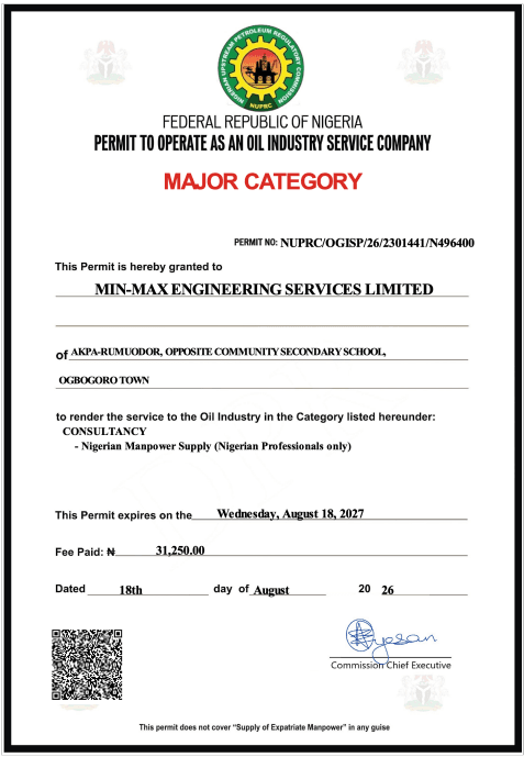 NUPRC Petroleum Industry Permit (Schedule 2)