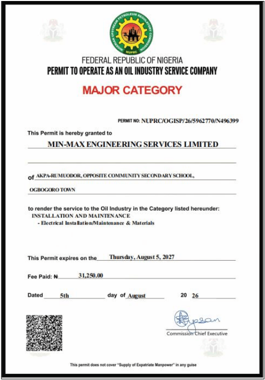 NUPRC Petroleum Industry Permit (Schedule 4)