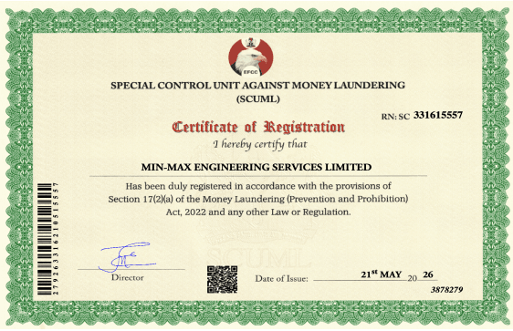 SCUML Compliance Certificate