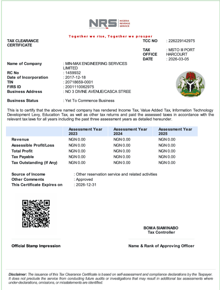 FIRS Tax Clearance Certificate (TCC)